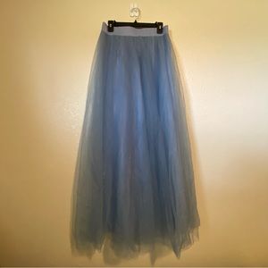 Dusty Blue Tulle Maxi Skirt, Size L